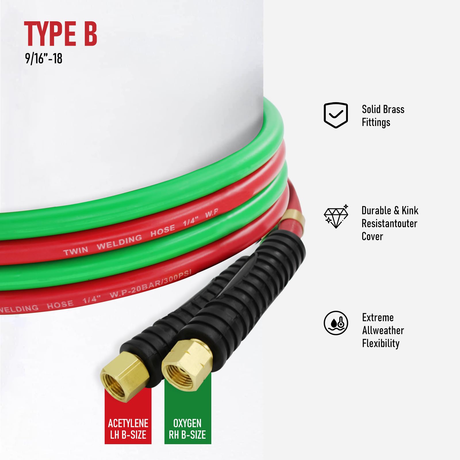 Amazon.com: RX WELD Oxygen Acetylene Hose 1/4-Inch × 25 Feet